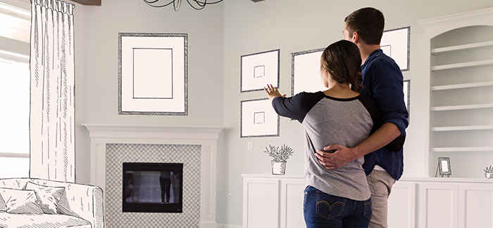 family walking into a new home