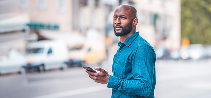 a man looking far away