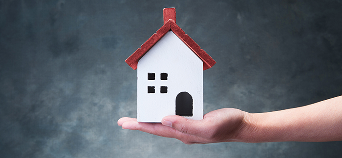 a house on a person's palm